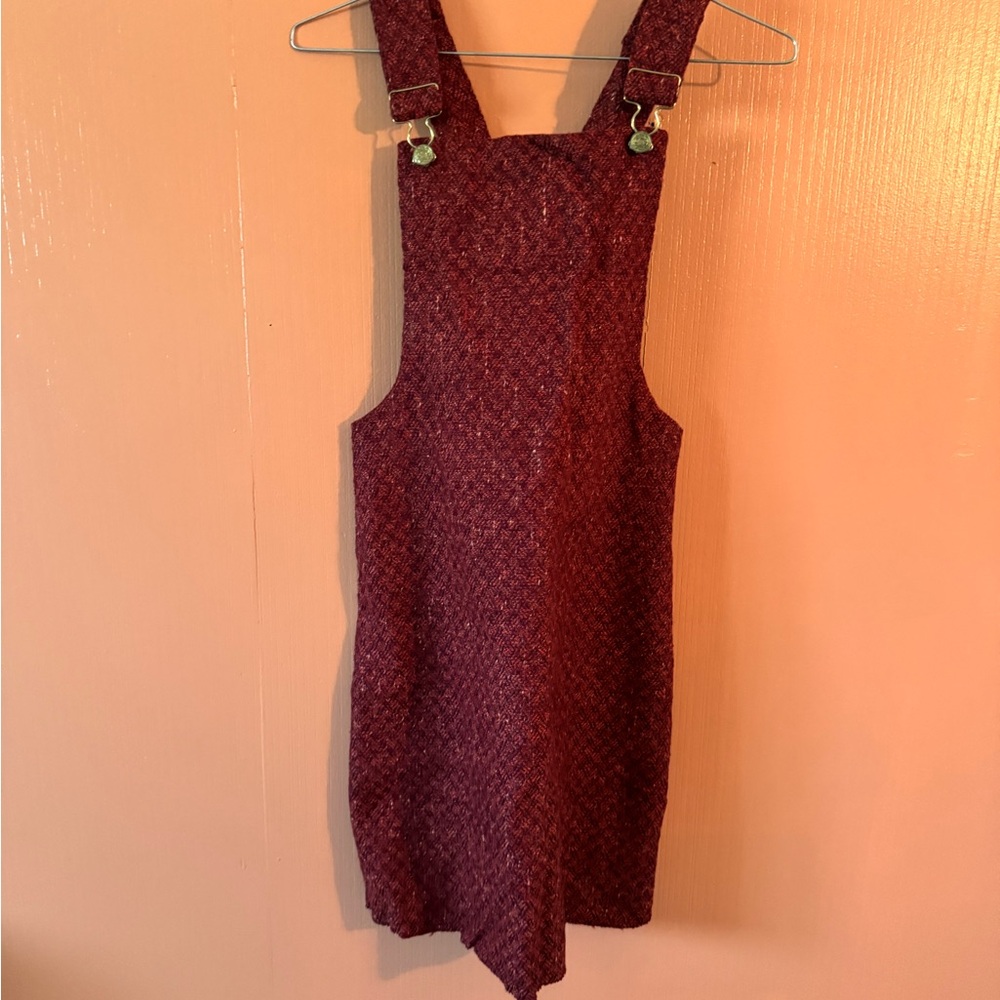 Vintage Red/Orange Knee Length Jumper Dress withCross-Back Straps Women’s Size S